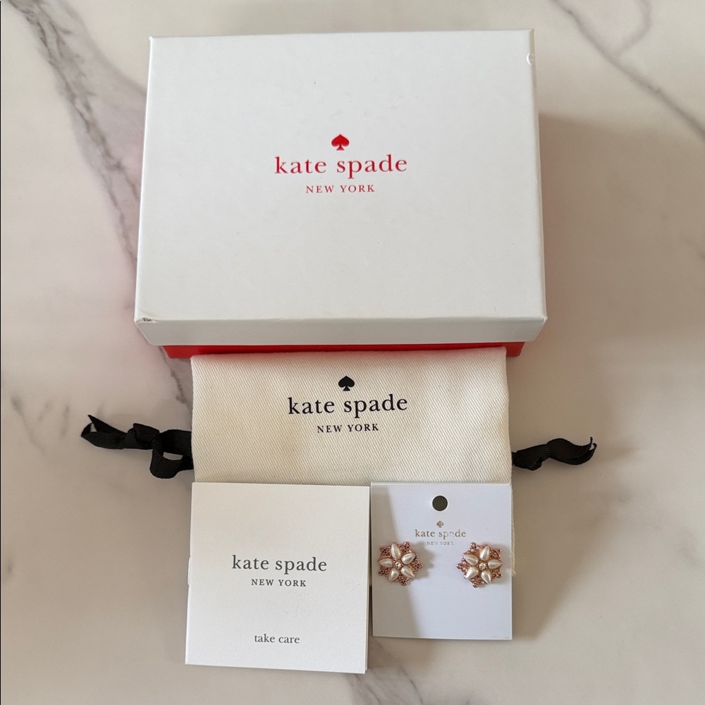 EUC Kate Spade Chantilly Charm Rose Gold Tone Stud Earrings